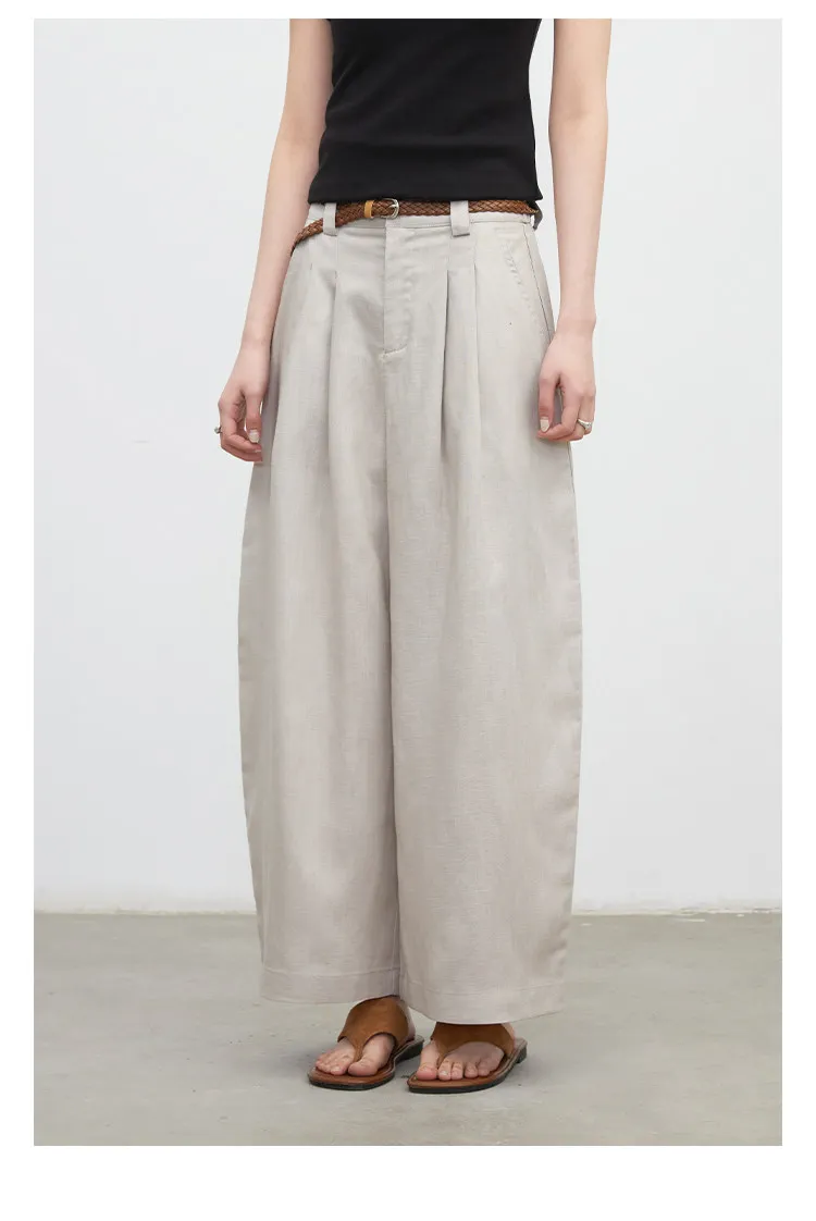 CHIC VEN New Fashion Women Trousers Loose Casual High Waist Female Wide Leg Ankle-length Pants Pleating Spring Summer 2026