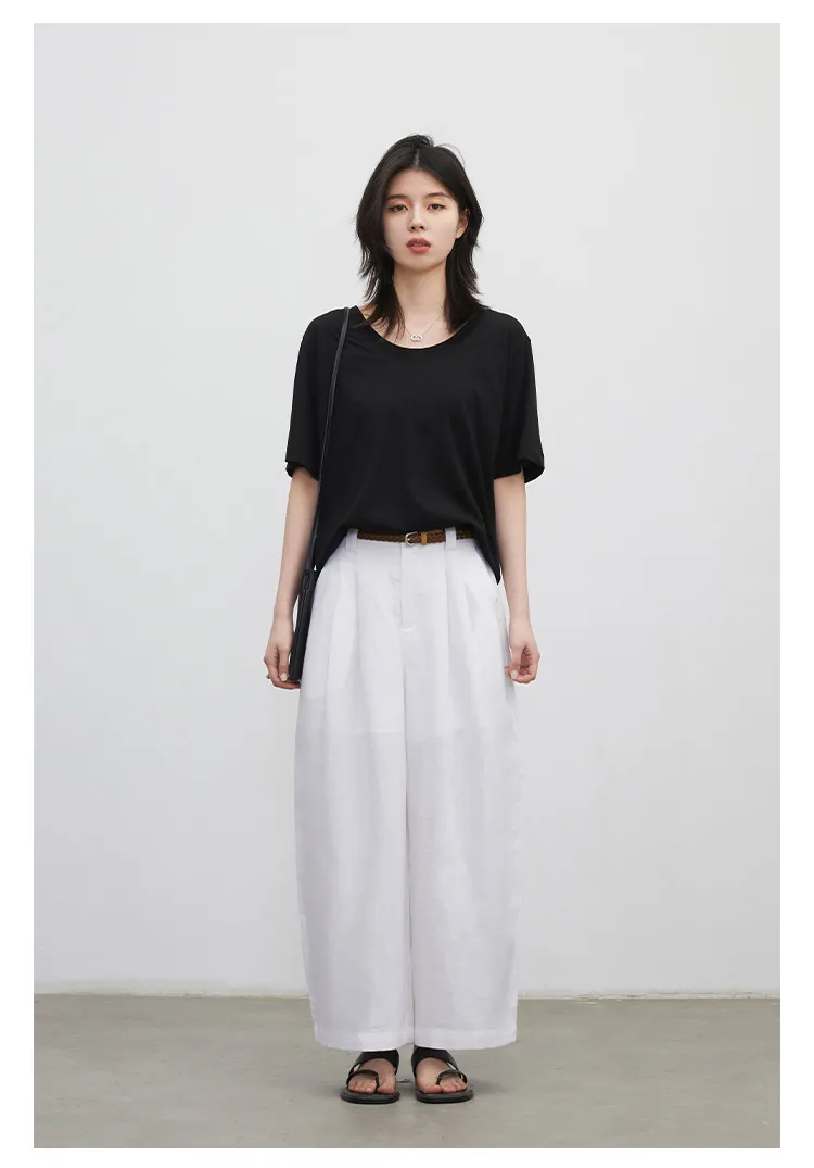 CHIC VEN New Fashion Women Trousers Loose Casual High Waist Female Wide Leg Ankle-length Pants Pleating Spring Summer 2026