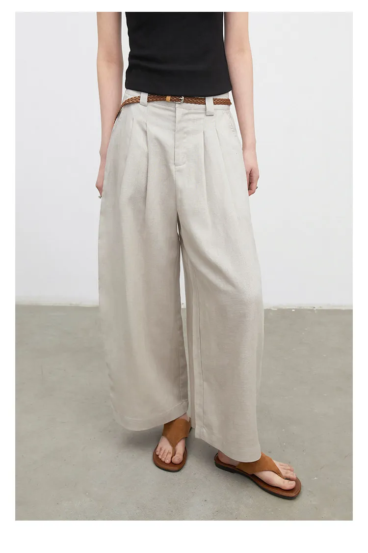 CHIC VEN New Fashion Women Trousers Loose Casual High Waist Female Wide Leg Ankle-length Pants Pleating Spring Summer 2026