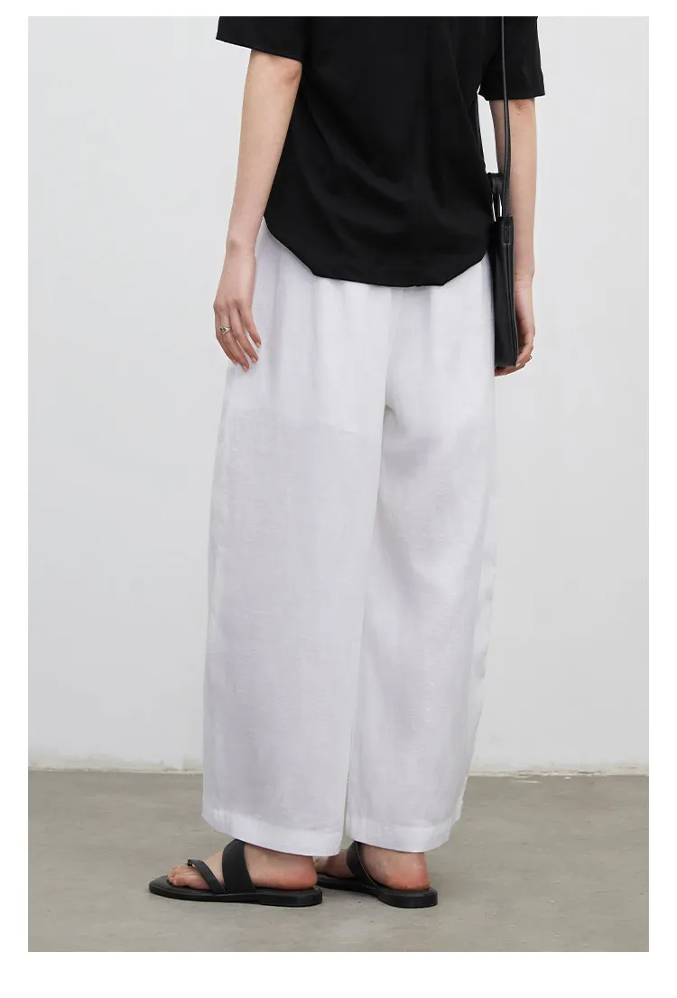 CHIC VEN New Fashion Women Trousers Loose Casual High Waist Female Wide Leg Ankle-length Pants Pleating Spring Summer 2026