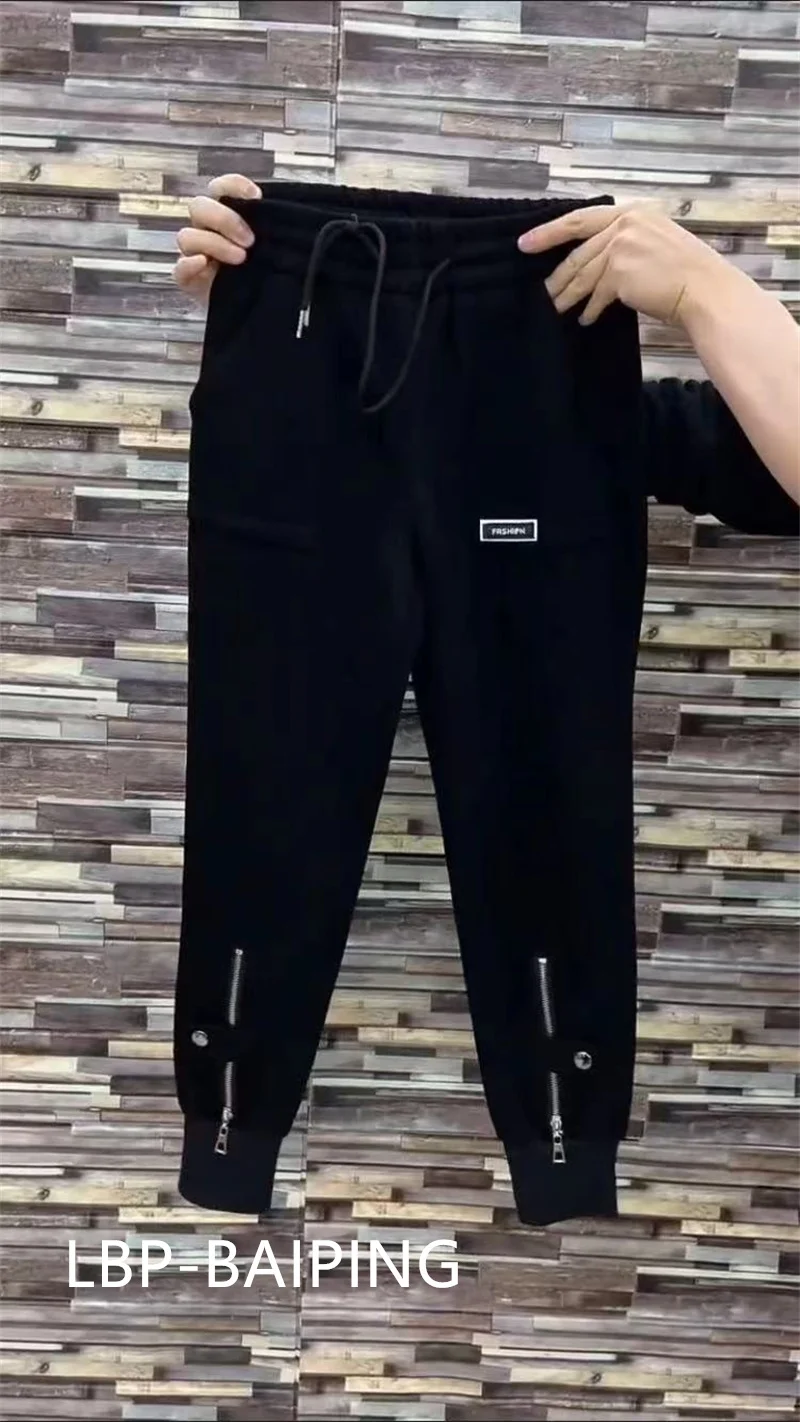 2026 New Fashion Autumn High Waist Women Harlem Pants Loose and Slim Skinny Zipper Pants Thickened Sports Casual Trousers Female