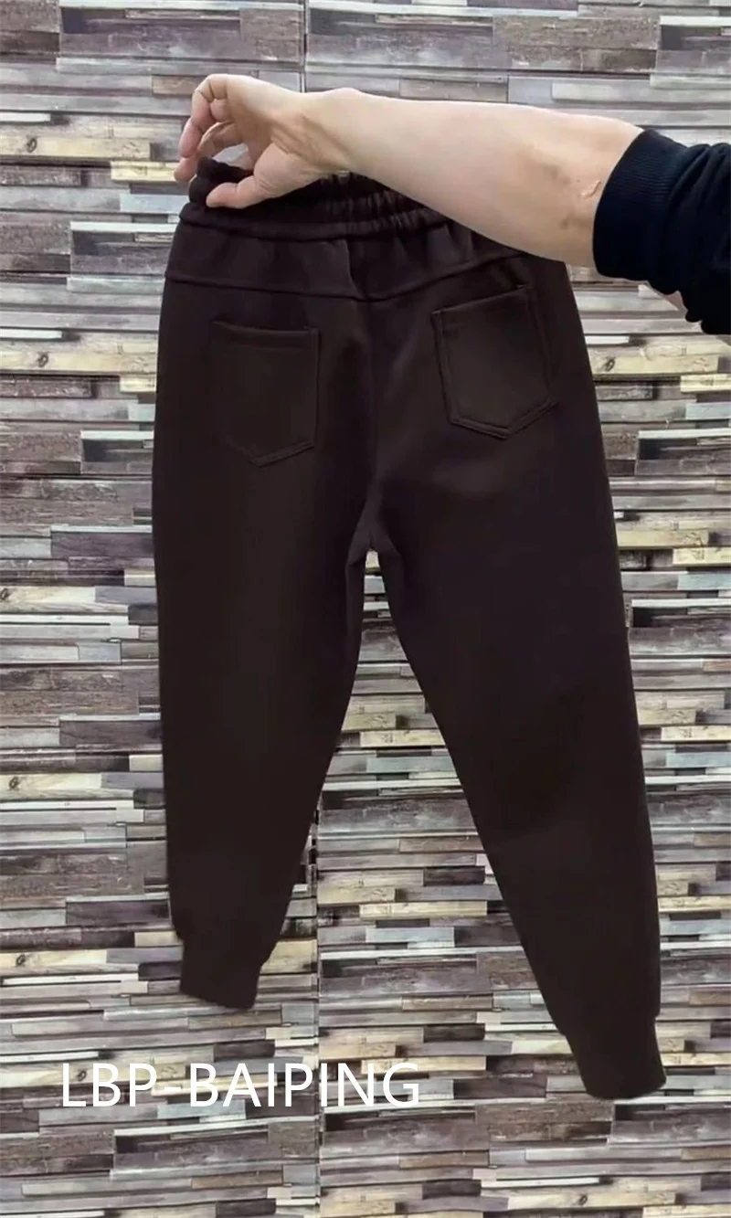 2026 New Fashion Autumn High Waist Women Harlem Pants Loose and Slim Skinny Zipper Pants Thickened Sports Casual Trousers Female