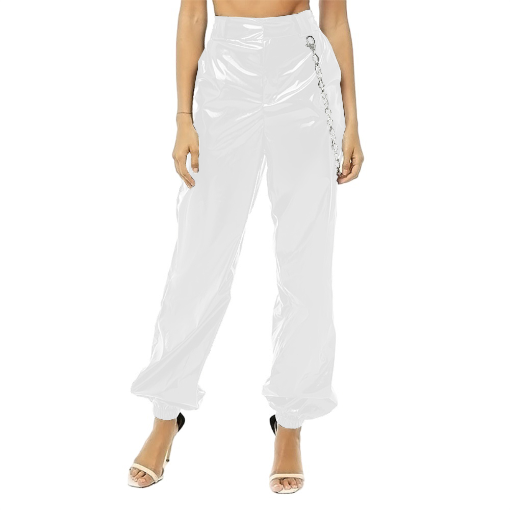 Gothic Shiny Sexy PVC Leather Pants, Faux Latex, High Waist Buttons and Zipper Bloomers, Casual Streetwear, Party Clubwear