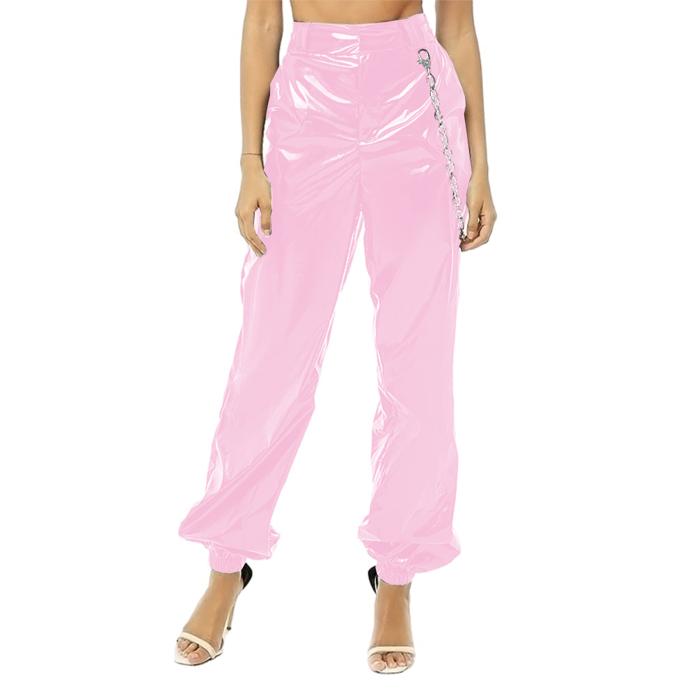 Gothic Shiny Sexy PVC Leather Pants, Faux Latex, High Waist Buttons and Zipper Bloomers, Casual Streetwear, Party Clubwear