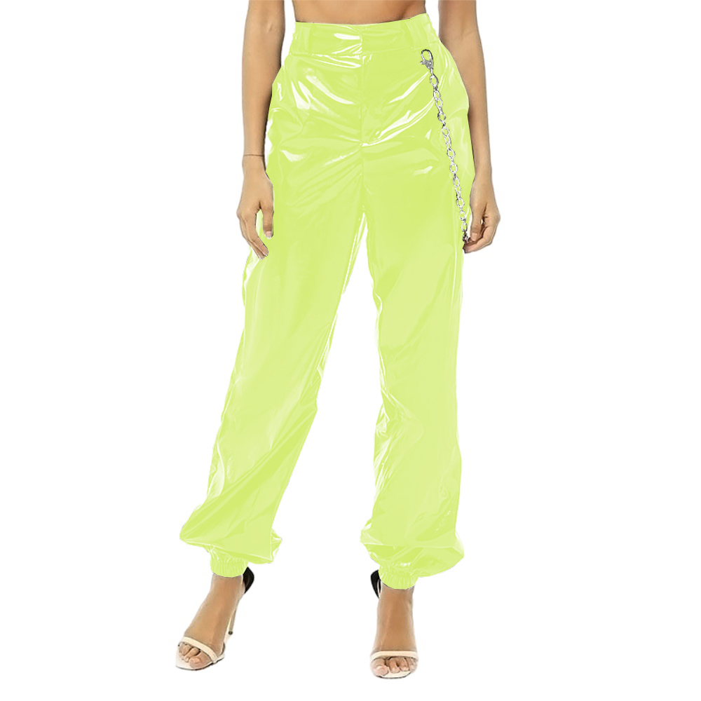 Gothic Shiny Sexy PVC Leather Pants, Faux Latex, High Waist Buttons and Zipper Bloomers, Casual Streetwear, Party Clubwear