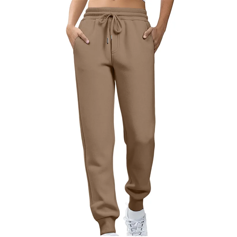 2026 Spring Autumn Women Straight Leg Pants Fashion Solid Color Drawstring Pockets Elastic Thin Casual Trousers Women Sweatpants