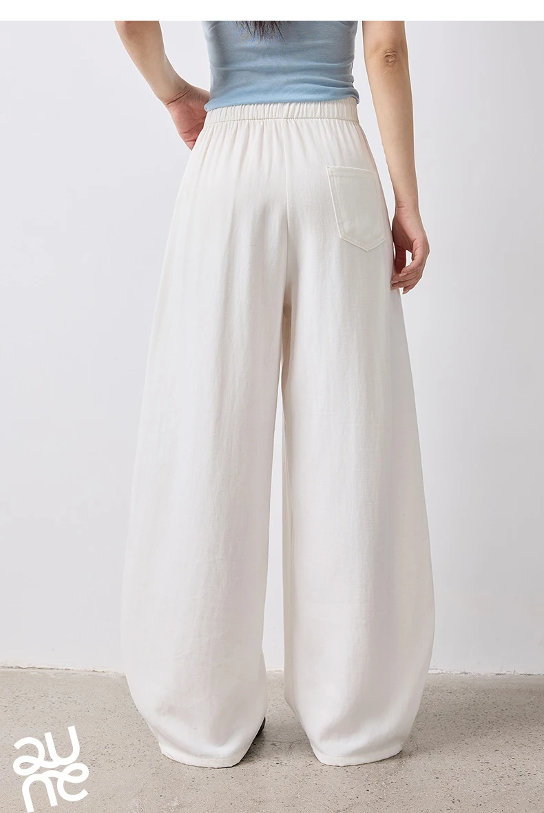TOYOUTH Women Casual Pants Summer 2026 Breathable Elastic Waist Lantern Pants Wrinkled Texture Lazy Temperament Soft Comfortable