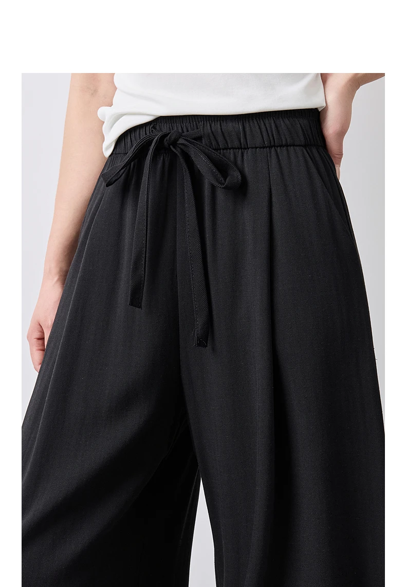 TOYOUTH Women Casual Pants Summer 2026 Breathable Elastic Waist Lantern Pants Wrinkled Texture Lazy Temperament Soft Comfortable