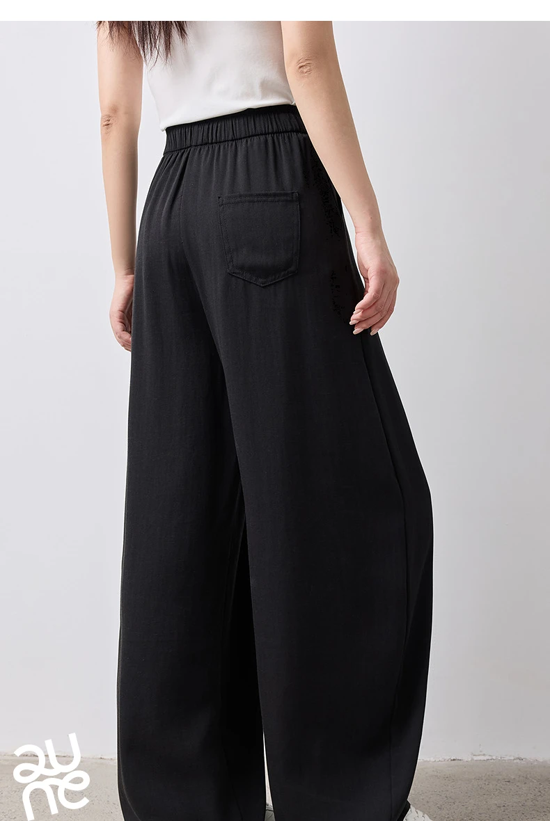 TOYOUTH Women Casual Pants Summer 2026 Breathable Elastic Waist Lantern Pants Wrinkled Texture Lazy Temperament Soft Comfortable