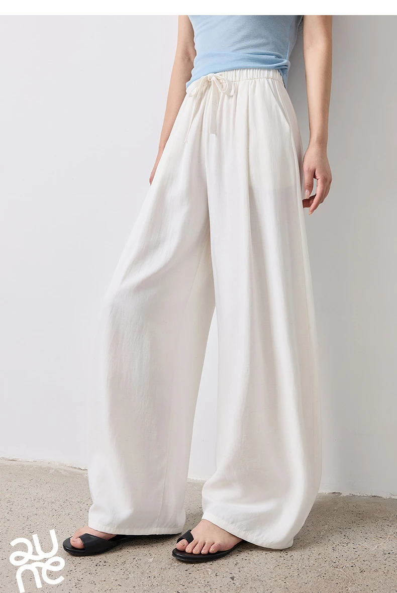 TOYOUTH Women Casual Pants Summer 2026 Breathable Elastic Waist Lantern Pants Wrinkled Texture Lazy Temperament Soft Comfortable