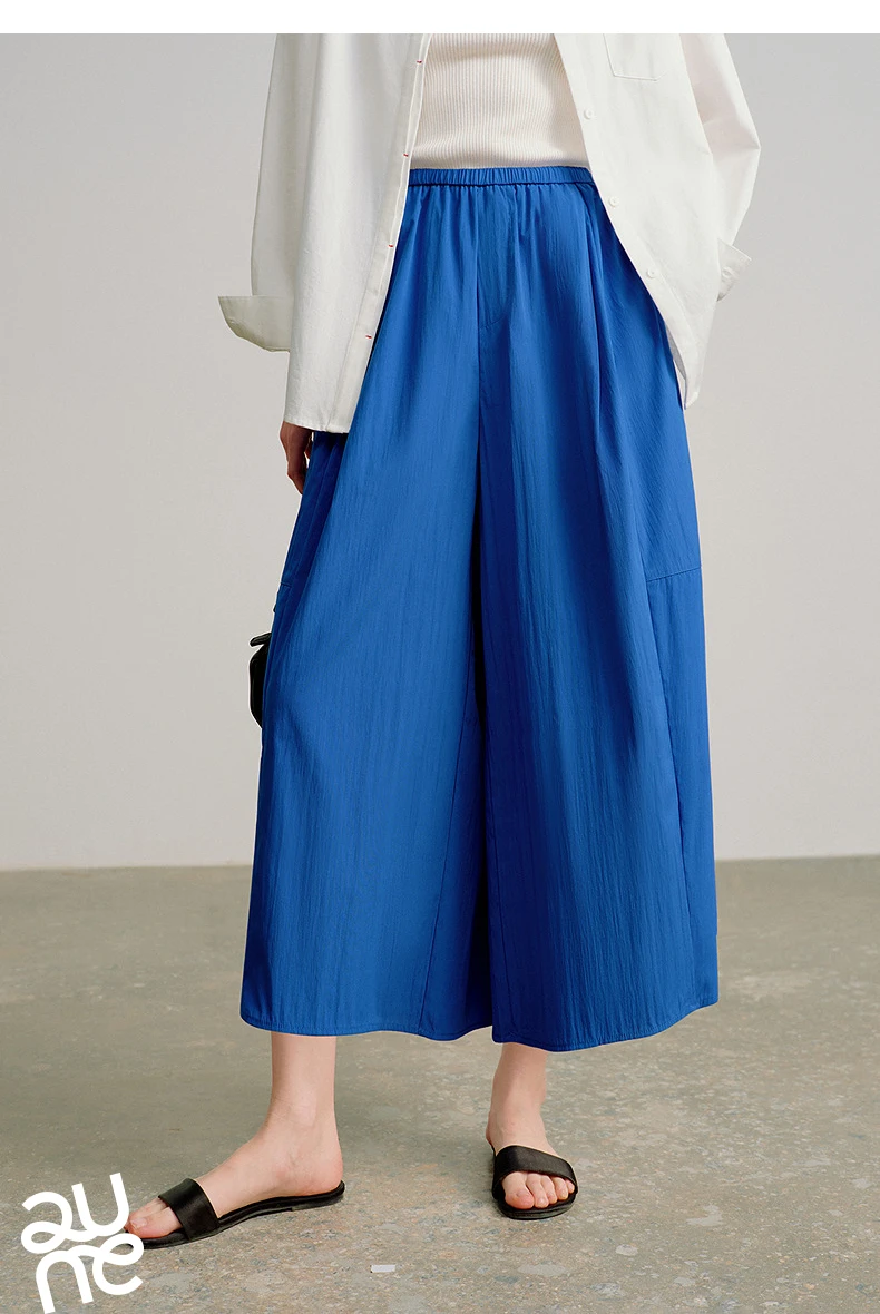 TOYOUTH Women 2026 Spring New Wide-Leg Skort Slimming Accordion Pleated Commuter Skirts