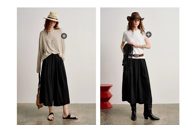TOYOUTH Women 2026 Spring New Wide-Leg Skort Slimming Accordion Pleated Commuter Skirts