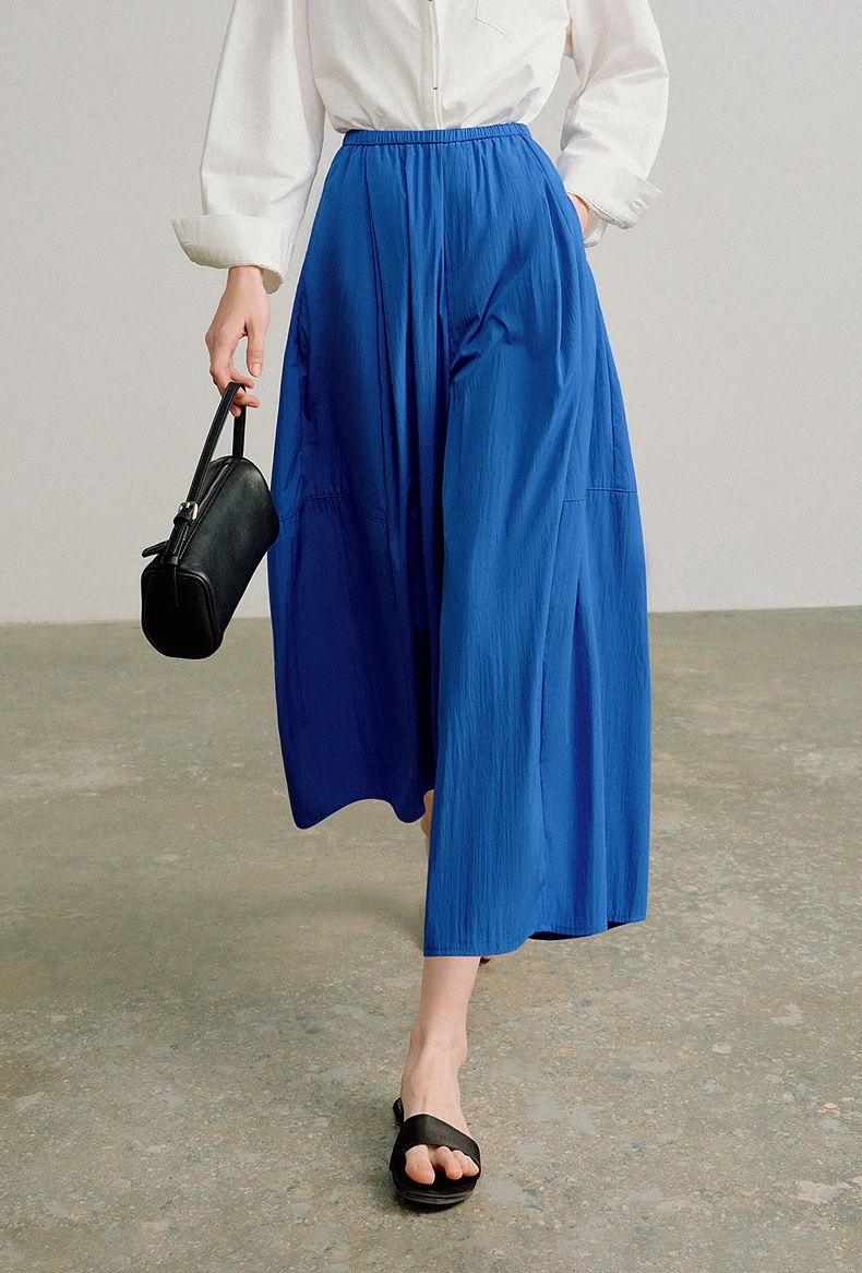 TOYOUTH Women 2026 Spring New Wide-Leg Skort Slimming Accordion Pleated Commuter Skirts