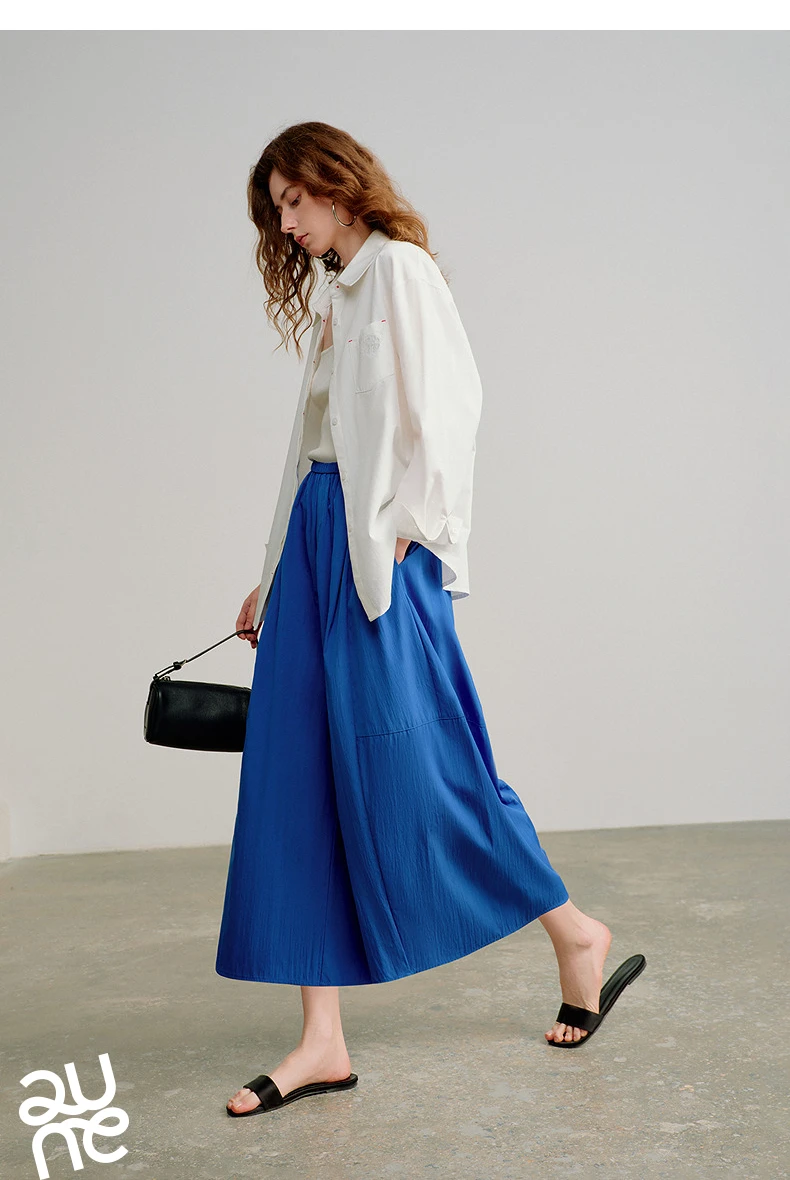TOYOUTH Women 2026 Spring New Wide-Leg Skort Slimming Accordion Pleated Commuter Skirts