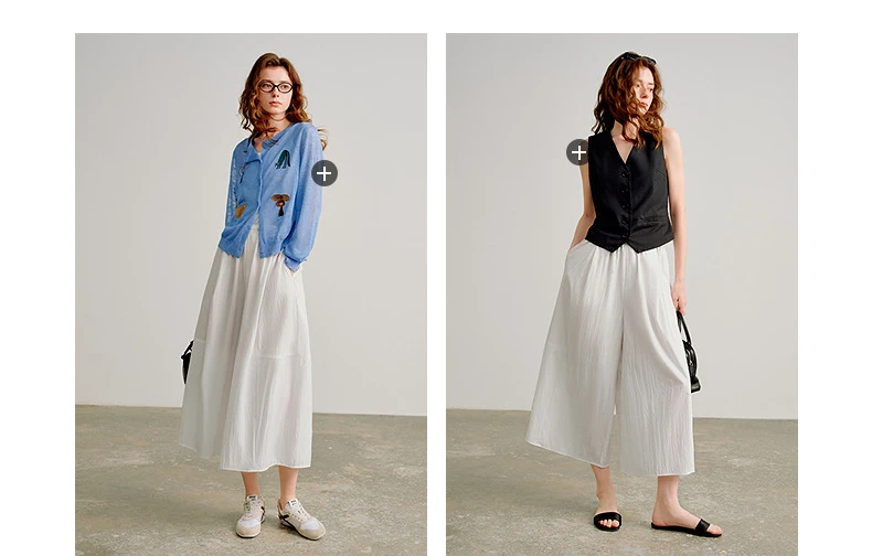 TOYOUTH Women 2026 Spring New Wide-Leg Skort Slimming Accordion Pleated Commuter Skirts