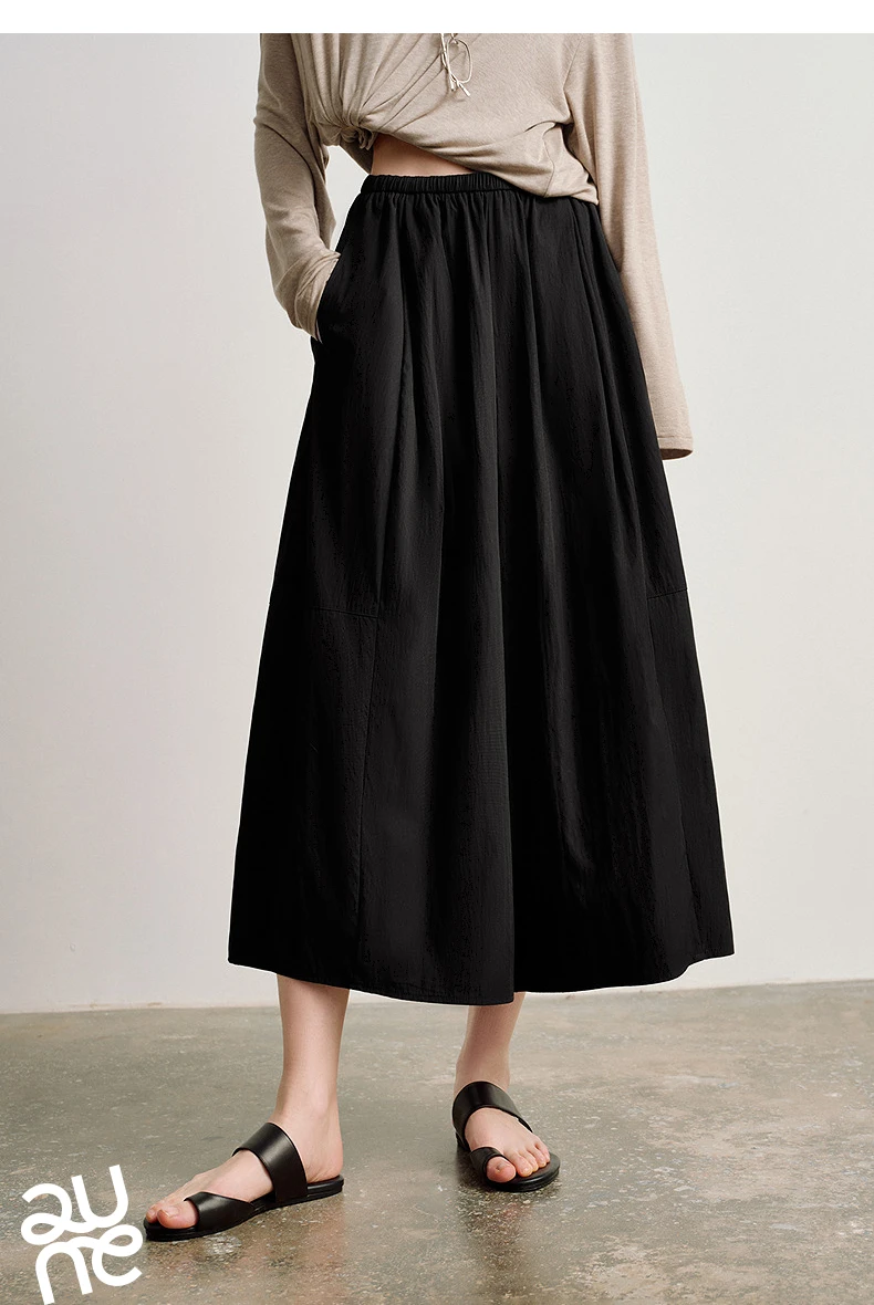 TOYOUTH Women 2026 Spring New Wide-Leg Skort Slimming Accordion Pleated Commuter Skirts
