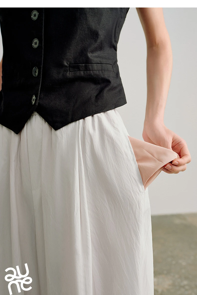 TOYOUTH Women 2026 Spring New Wide-Leg Skort Slimming Accordion Pleated Commuter Skirts