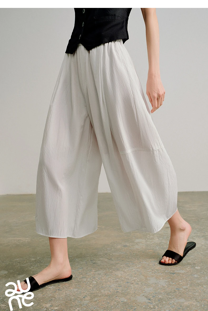 TOYOUTH Women 2026 Spring New Wide-Leg Skort Slimming Accordion Pleated Commuter Skirts
