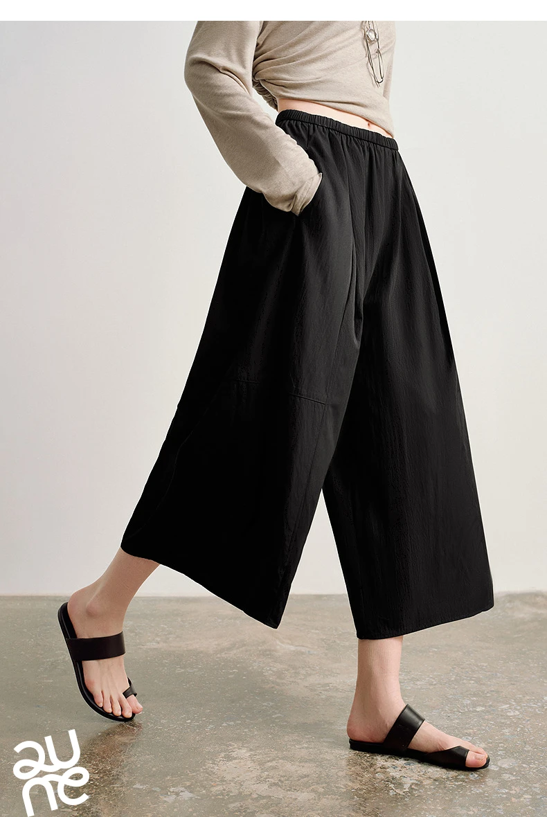 TOYOUTH Women 2026 Spring New Wide-Leg Skort Slimming Accordion Pleated Commuter Skirts
