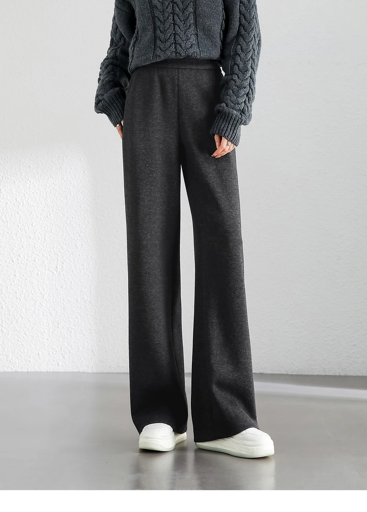 SENTUBILA Casual Straight Wool Pant Women Thick Warm High Waist Knitted Sweatpant Winter Trousers 2024 Woman Clothes 144K56338