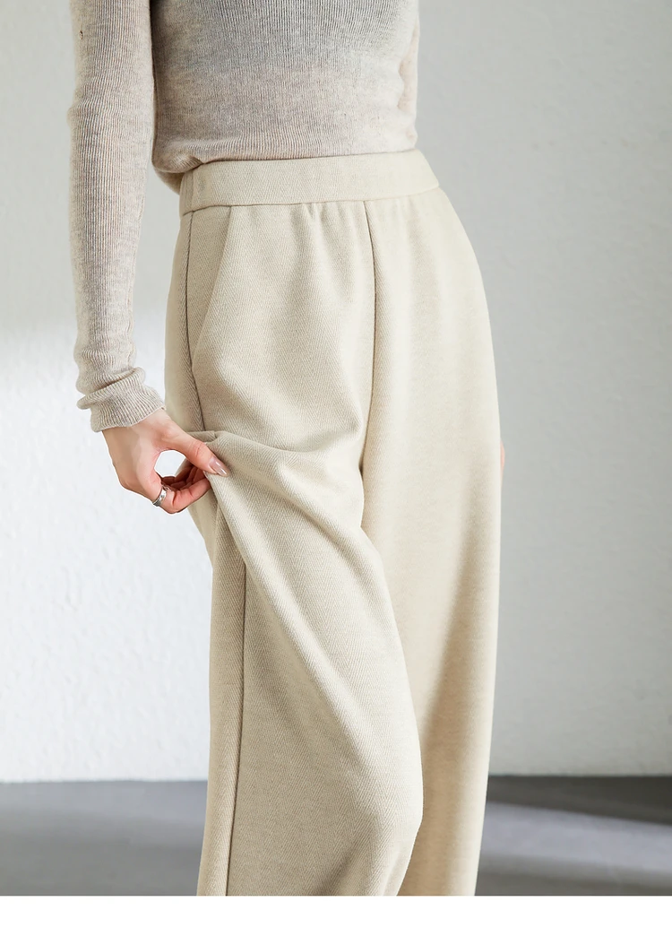 SENTUBILA Casual Straight Wool Pant Women Thick Warm High Waist Knitted Sweatpant Winter Trousers 2024 Woman Clothes 144K56338