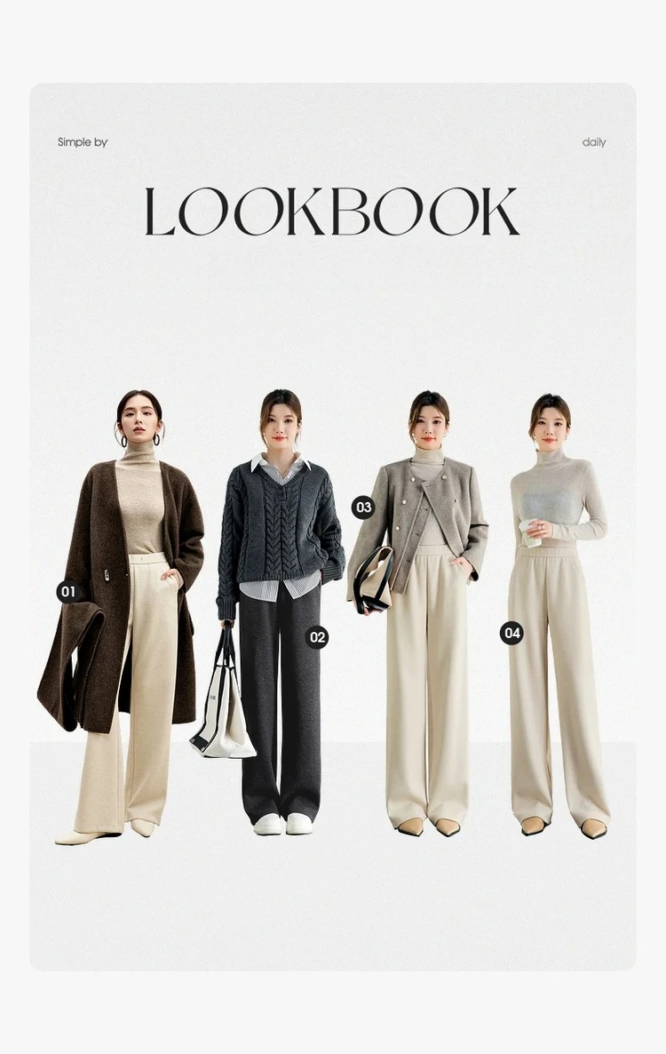 SENTUBILA Casual Straight Wool Pant Women Thick Warm High Waist Knitted Sweatpant Winter Trousers 2024 Woman Clothes 144K56338