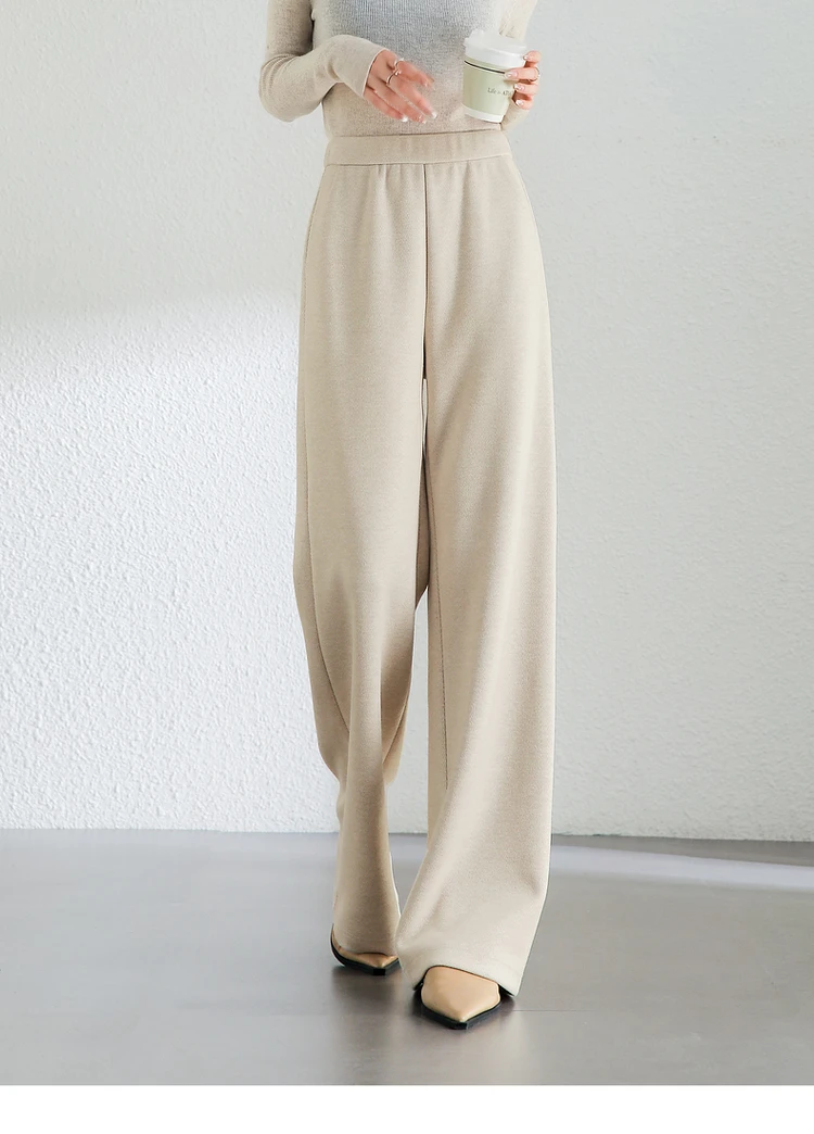 SENTUBILA Casual Straight Wool Pant Women Thick Warm High Waist Knitted Sweatpant Winter Trousers 2024 Woman Clothes 144K56338