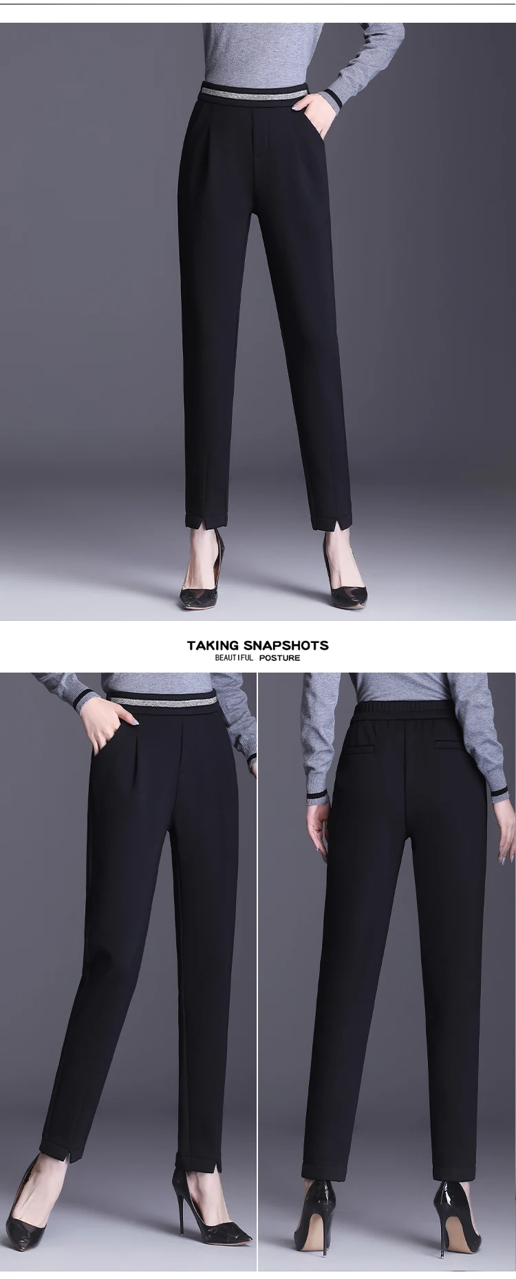 HighWaist Harun Pants Women's Spring/Autumn Fashion Large Size Women's Pants Elastic Waist Loose Casual Straight Tube Pants 5XL