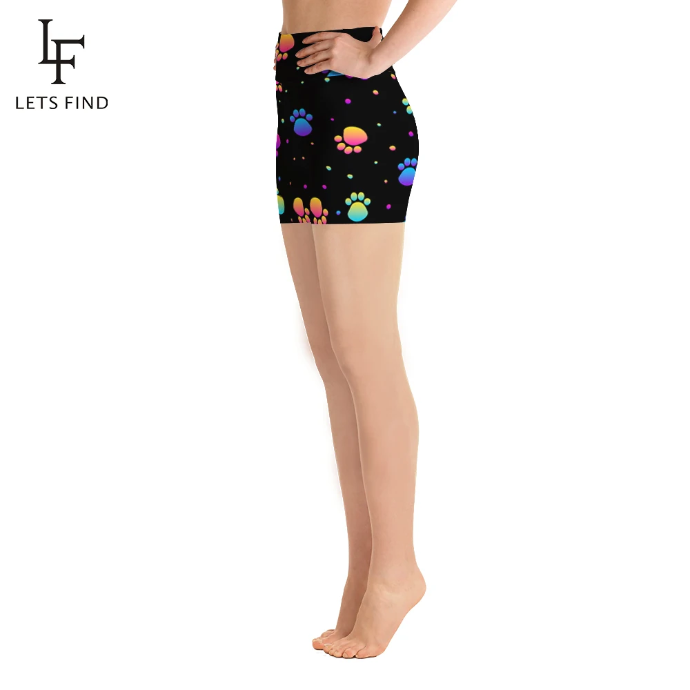 LETSFIND Fashion Sexy Women High Waist Elastic Short Pants Pink Lips Print Women Polyester Casual Leggings