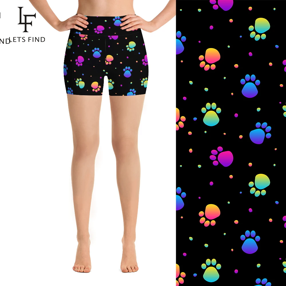 LETSFIND Fashion Sexy Women High Waist Elastic Short Pants Pink Lips Print Women Polyester Casual Leggings