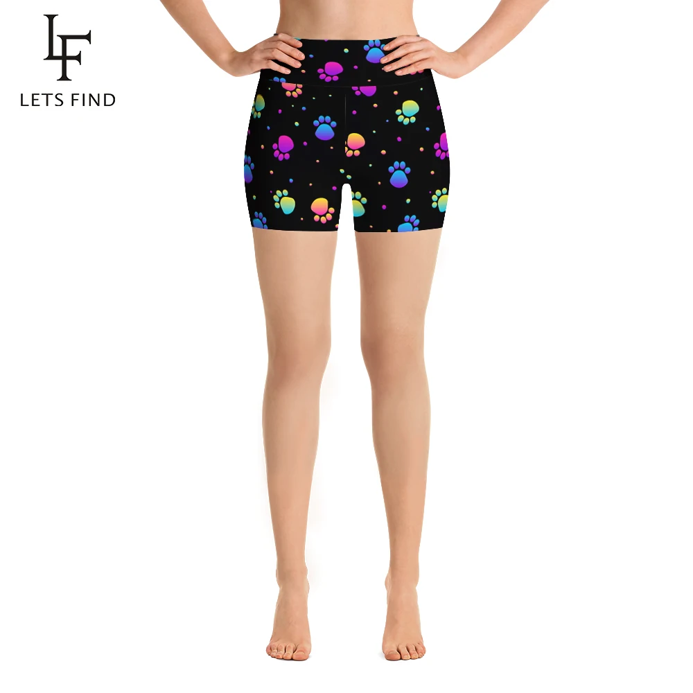 LETSFIND Fashion Sexy Women High Waist Elastic Short Pants Pink Lips Print Women Polyester Casual Leggings