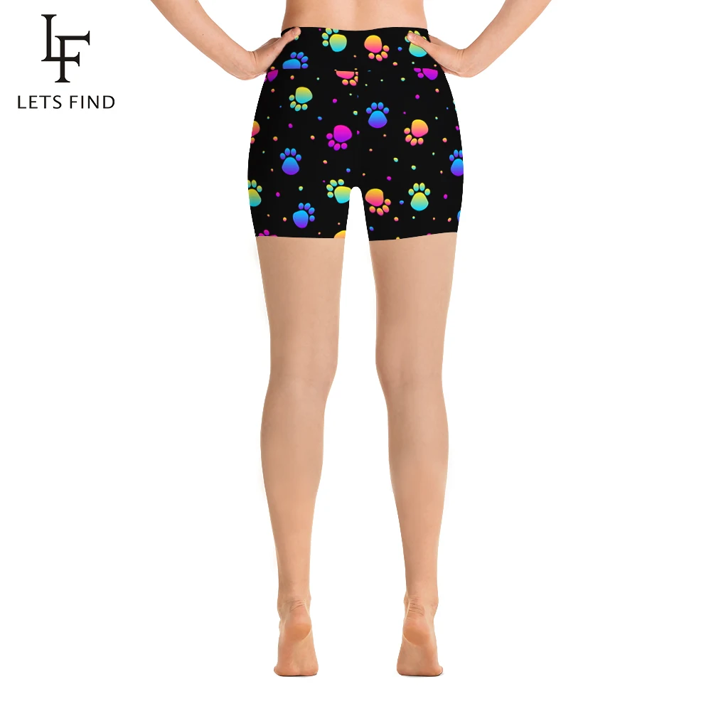 LETSFIND Fashion Sexy Women High Waist Elastic Short Pants Pink Lips Print Women Polyester Casual Leggings
