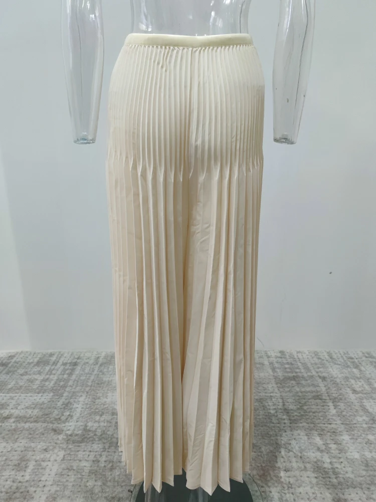 LANMREM Casual Loose Pleated Long Pants Women High Waist Solid Color Wide Leg Trousers Versatile 2024 Spring New 2AA4480