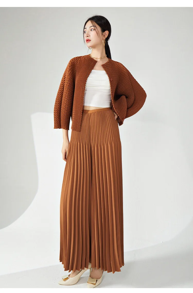 LANMREM Casual Loose Pleated Long Pants Women High Waist Solid Color Wide Leg Trousers Versatile 2024 Spring New 2AA4480
