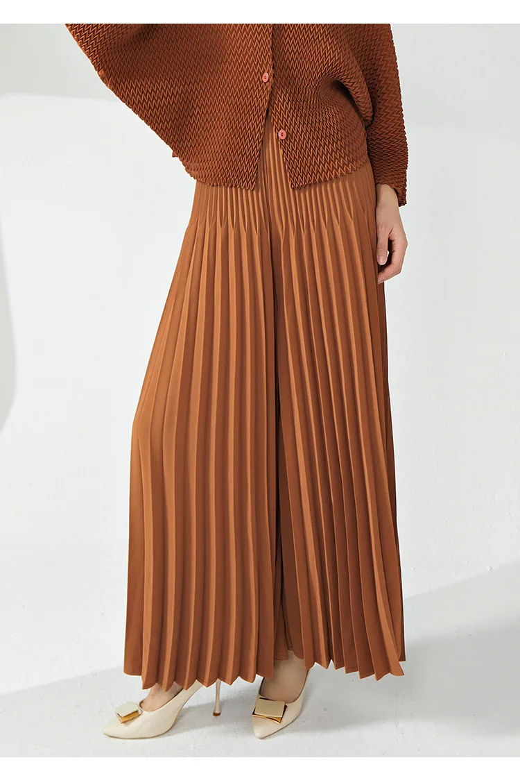 LANMREM Casual Loose Pleated Long Pants Women High Waist Solid Color Wide Leg Trousers Versatile 2024 Spring New 2AA4480