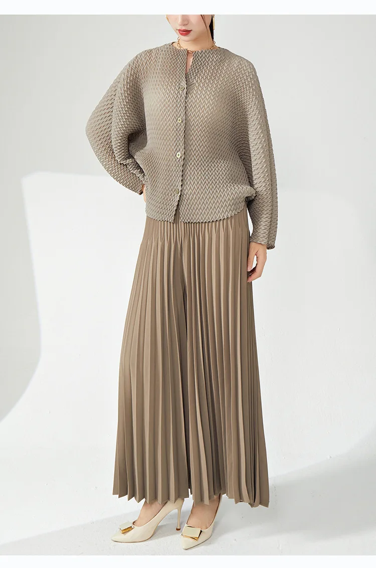 LANMREM Casual Loose Pleated Long Pants Women High Waist Solid Color Wide Leg Trousers Versatile 2024 Spring New 2AA4480