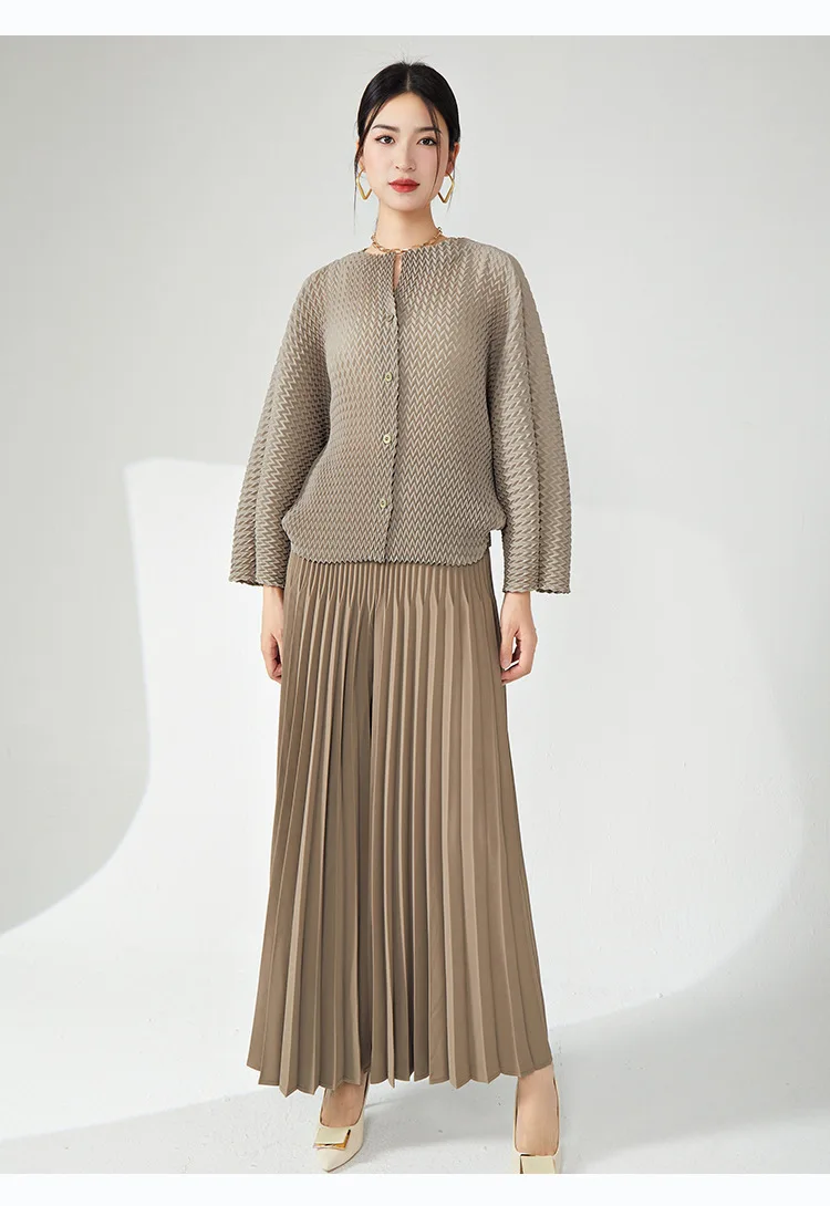 LANMREM Casual Loose Pleated Long Pants Women High Waist Solid Color Wide Leg Trousers Versatile 2024 Spring New 2AA4480