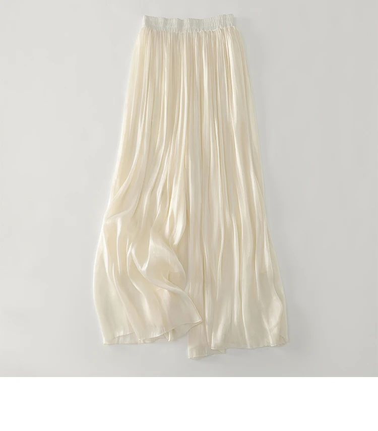 Summer Flowy Gauze Wide Leg Pants Women High Waist Loose Palazzo Trousers Elegant Ankle-Length Draped Pants Soft