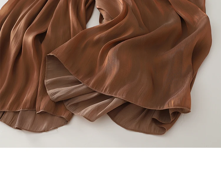 Summer Flowy Gauze Wide Leg Pants Women High Waist Loose Palazzo Trousers Elegant Ankle-Length Draped Pants Soft