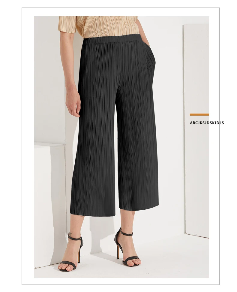 Miyake Pleated Straight Loose Pants Women's Casual Korean Fashion Basics Aesthetic Clothing