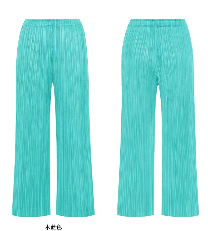 Miyake Pleated Straight Loose Pants Women's Casual Korean Fashion Basics Aesthetic Clothing