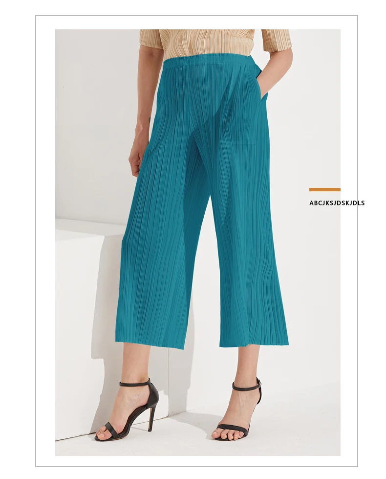 Miyake Pleated Straight Loose Pants Women's Casual Korean Fashion Basics Aesthetic Clothing