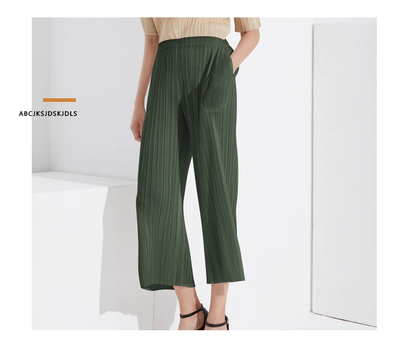 Miyake Pleated Straight Loose Pants Women's Casual Korean Fashion Basics Aesthetic Clothing