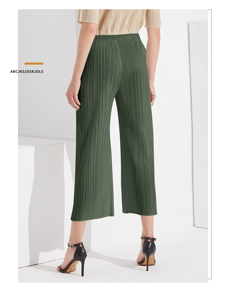 Miyake Pleated Straight Loose Pants Women's Casual Korean Fashion Basics Aesthetic Clothing