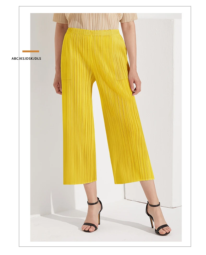 Miyake Pleated Straight Loose Pants Women's Casual Korean Fashion Basics Aesthetic Clothing
