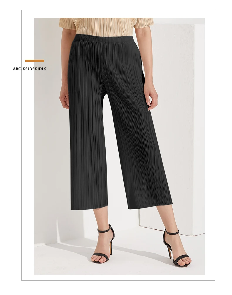 Miyake Pleated Straight Loose Pants Women's Casual Korean Fashion Basics Aesthetic Clothing