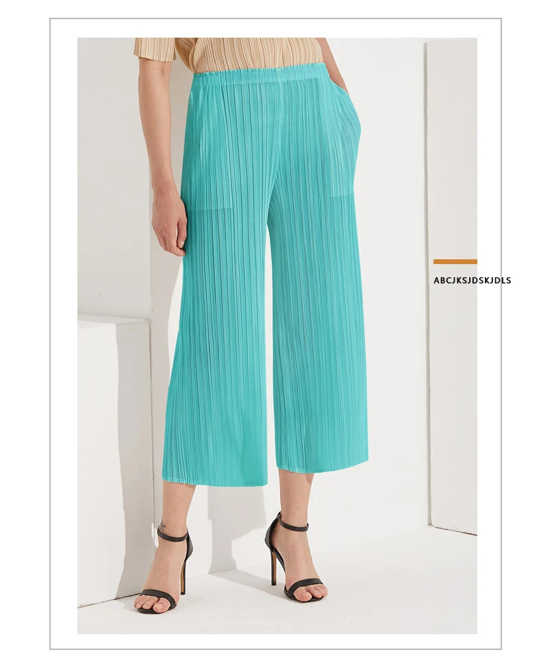 Miyake Pleated Straight Loose Pants Women's Casual Korean Fashion Basics Aesthetic Clothing