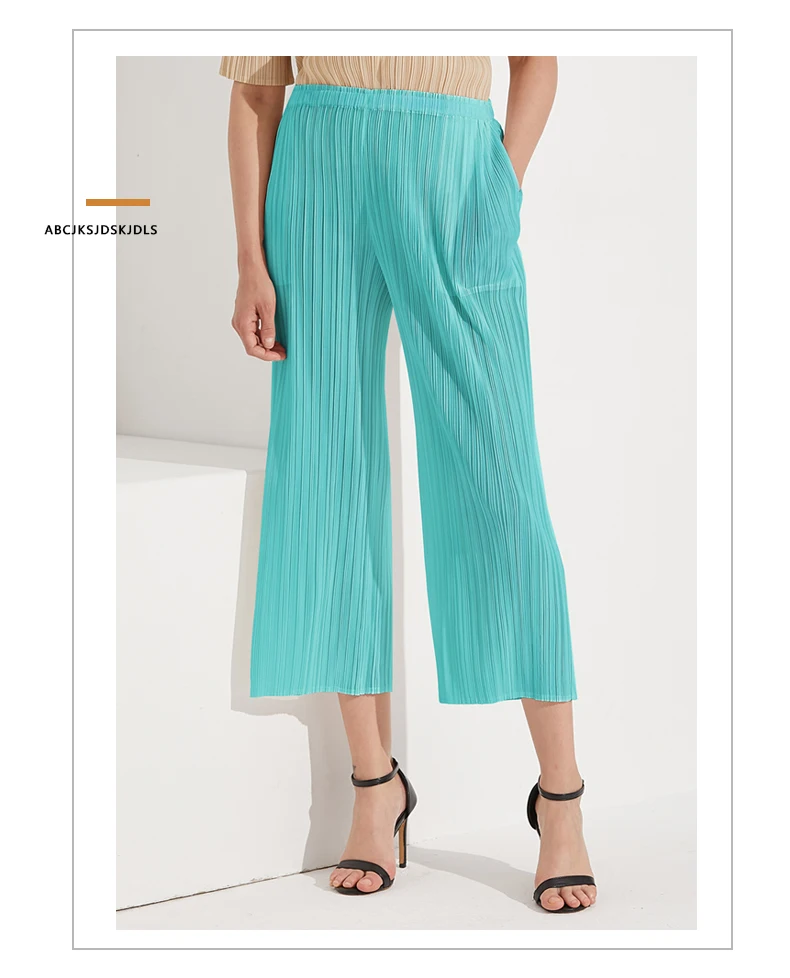 Miyake Pleated Straight Loose Pants Women's Casual Korean Fashion Basics Aesthetic Clothing