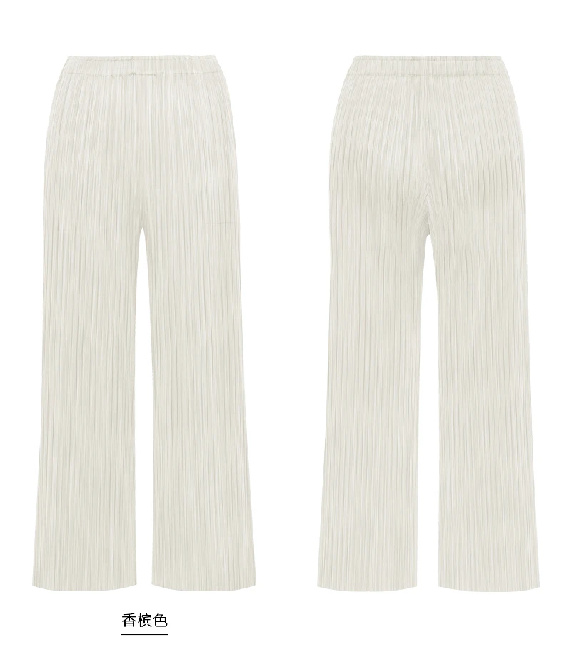 Miyake Pleated Straight Loose Pants Women's Casual Korean Fashion Basics Aesthetic Clothing