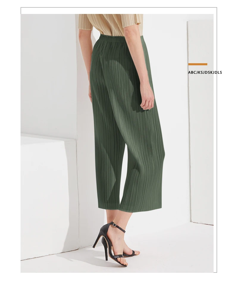 Miyake Pleated Straight Loose Pants Women's Casual Korean Fashion Basics Aesthetic Clothing